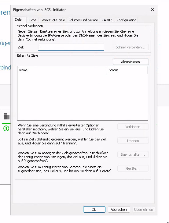 iSCSI Initiator unter Windows konfigurieren