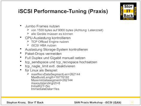 Praxisworkshop iSCSI Storage Ethernet