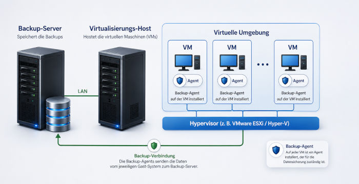 Server-Virtualisierung Datensicherung Backup Sicherung einer VM über einen Agenten in der VM
