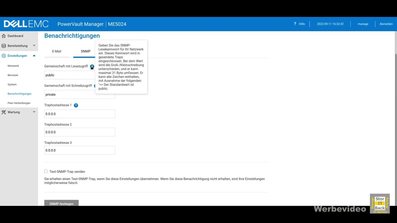 Dell EMC ME5 Serie Management Oberfläche Alarmierung