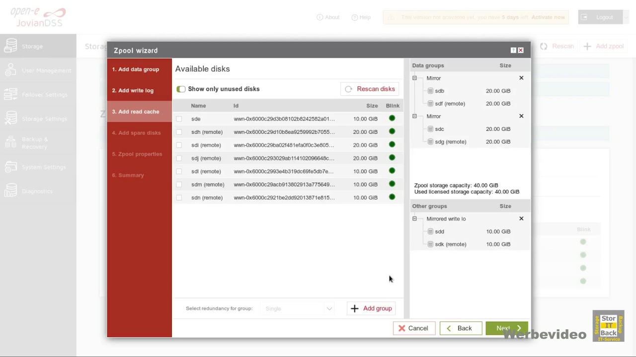 Open-E Jovian DSS Storage auf Cluster Server