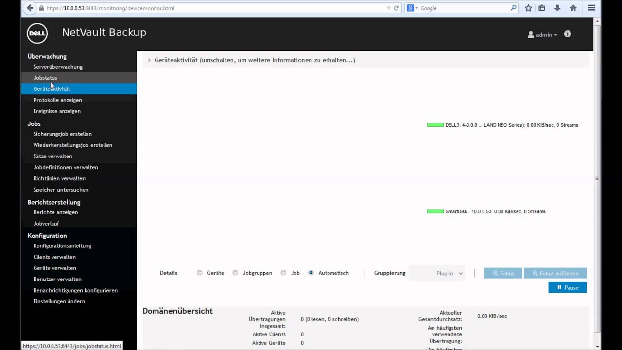 Quest NetVault - Überwachung eines Sicherungs-Jobs