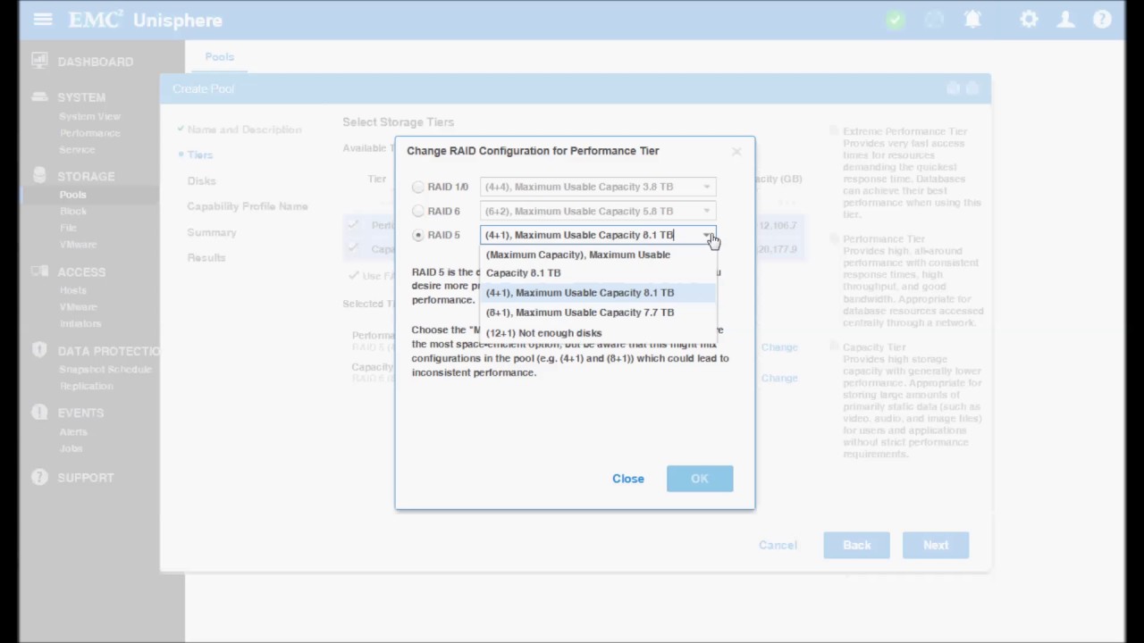 Dell EMC Unity Anlegen eine Storage Pools mit automatischem Tiering