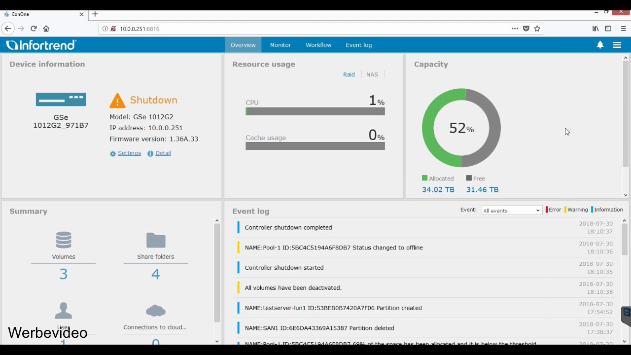 Infortrend GS und GSe Unified Storage - Hot Spare anlegen